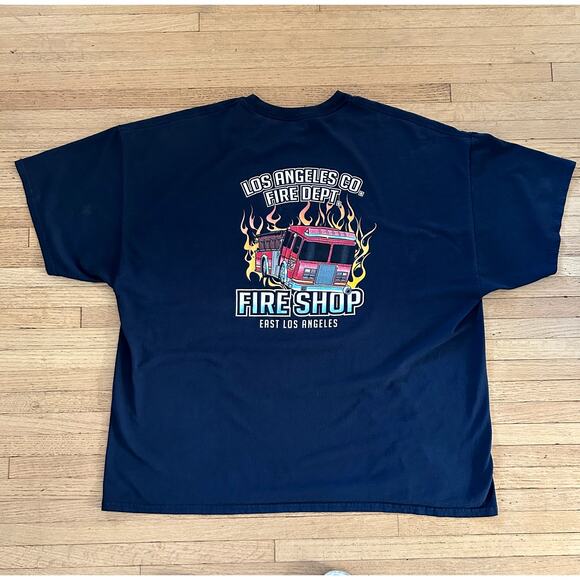 Los Angeles Fire T Shirt Men's 3XL Cotton Blend Preshrunk Navy Fireman - Picture 8 of 9